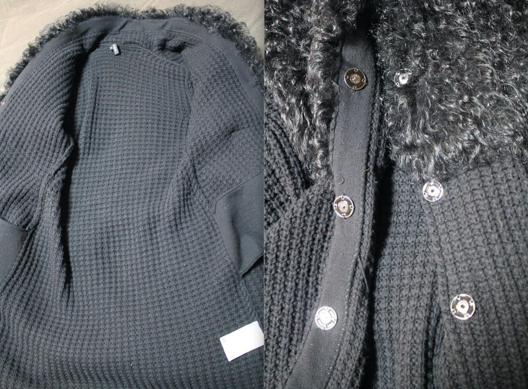 ESCADA エスカーダ　ファー襟 ウールニットカーディガン　ブラックMサイズ