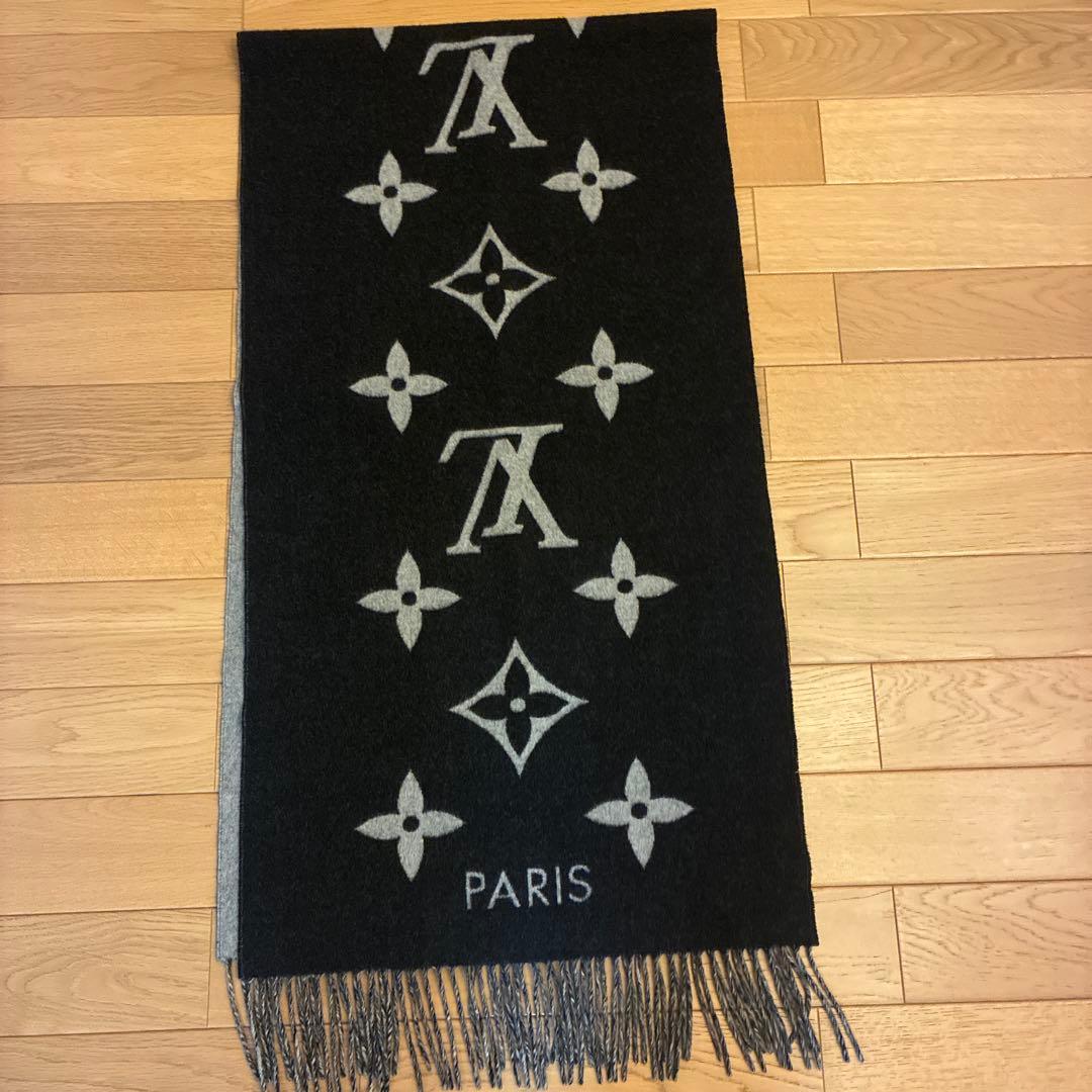 LOUIS VUITTON マフラー ウール混紡 ロゴ入り