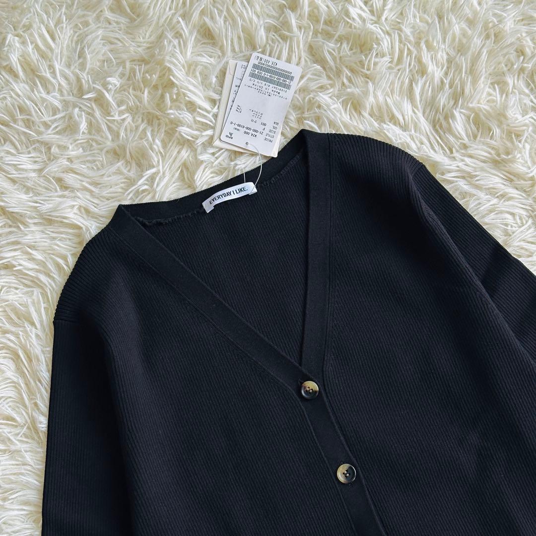 【タグ付き新品】EVERYDAY I LIKE. RIB Vネック カーディガン