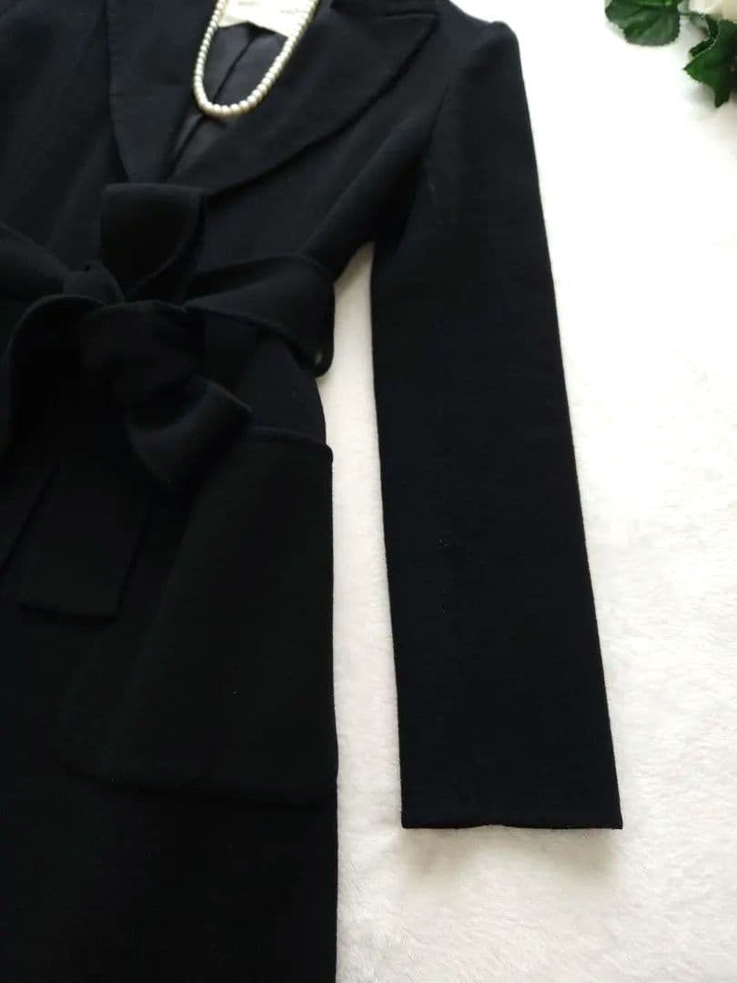 UNITEDARROWS 美品 上質ロングガウンコート ブラック ウールシルク