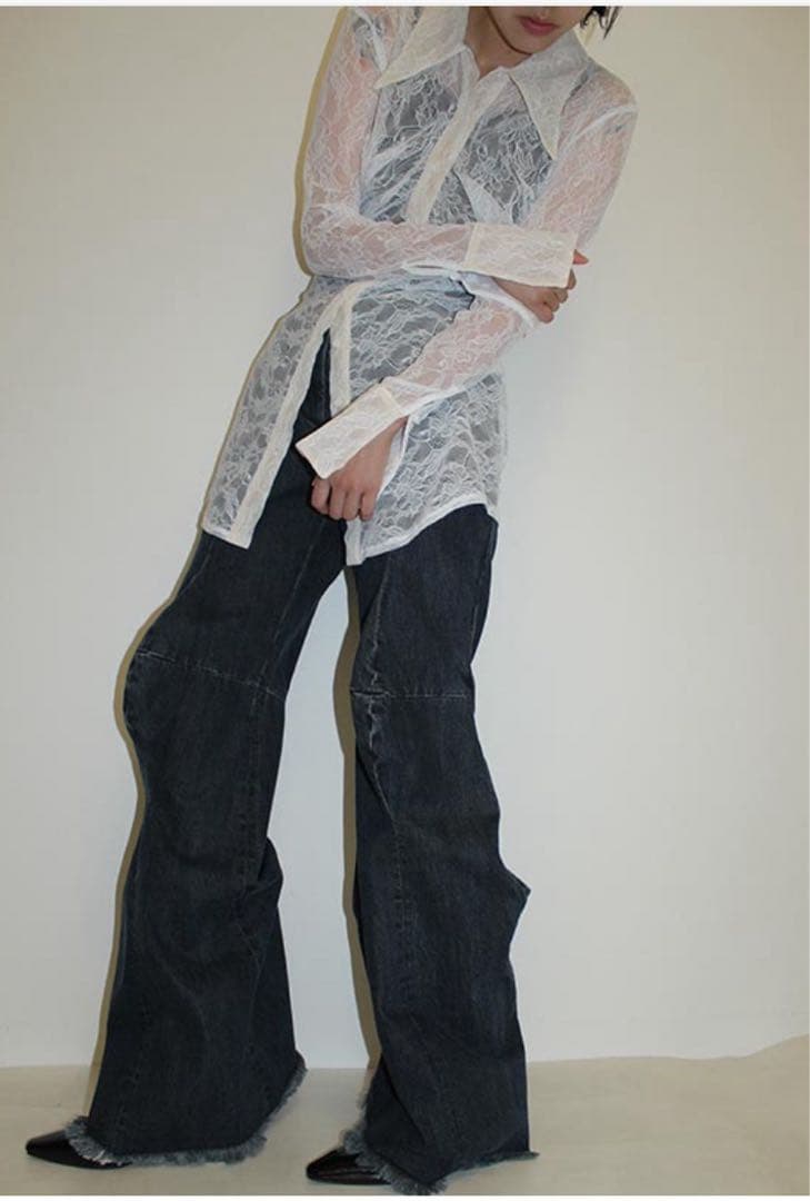 パンツ EJ SHEYANG BOOTCUT SOUAT DENIM TROUSERS