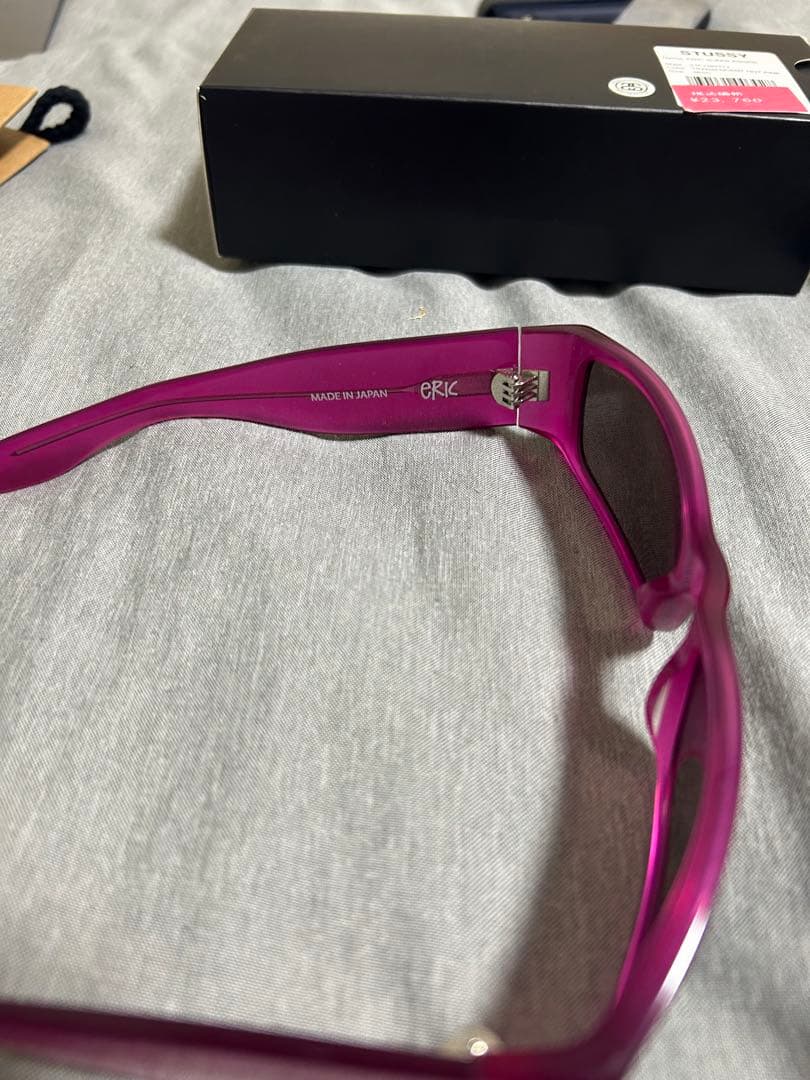 Stussy ERIK パープル サングラス 収納袋付き