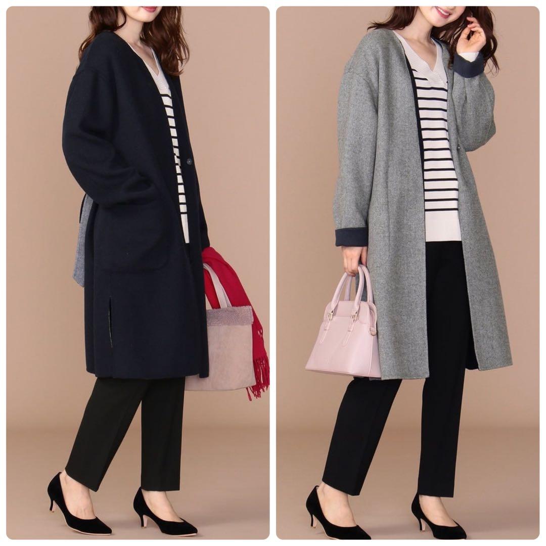 【タグ付き】any sis リバーシブル ウールリバー ロングコート ベルテッド