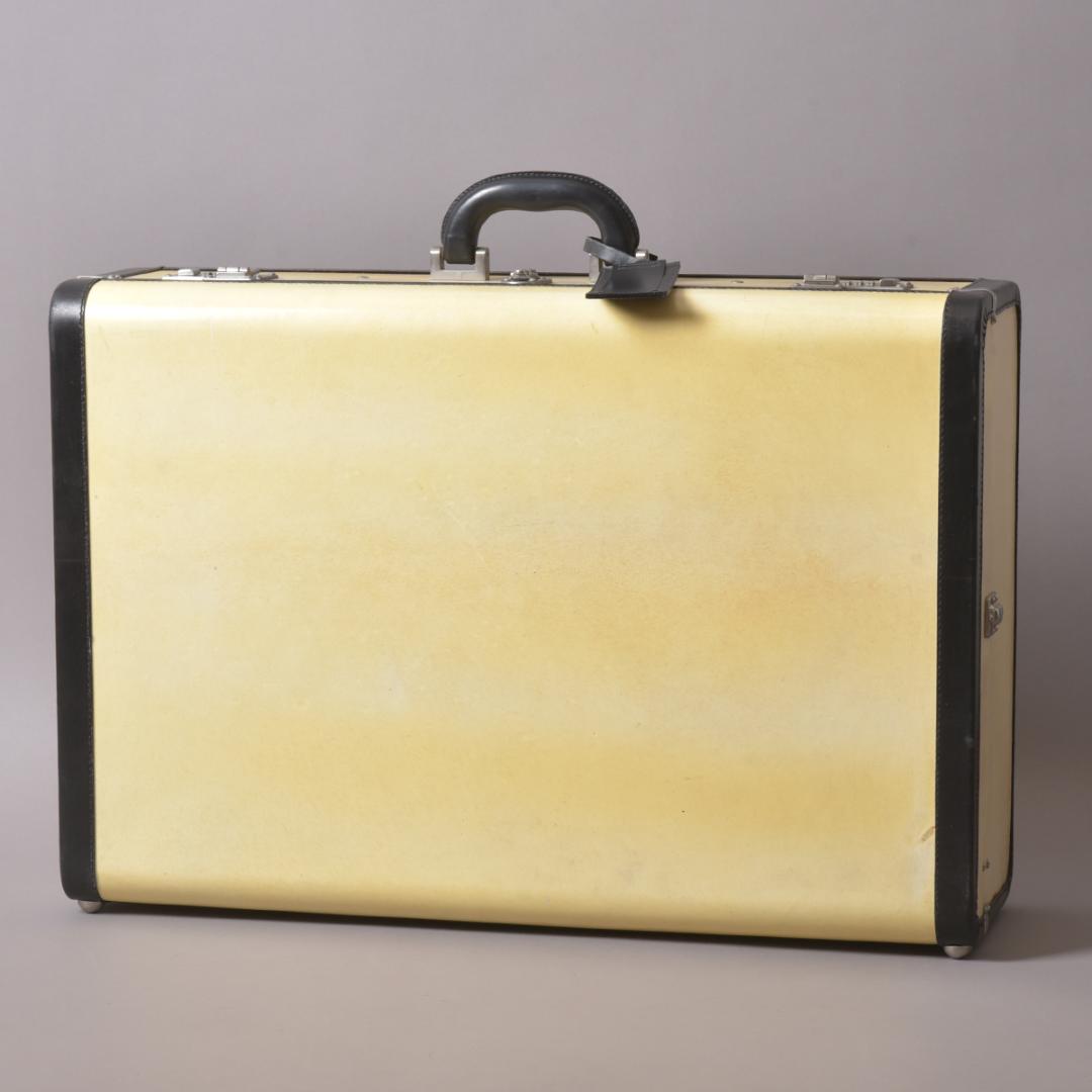 PRADA◇プラダ トランクケース65 ヴィンテージ レザー クリーム ブラック
