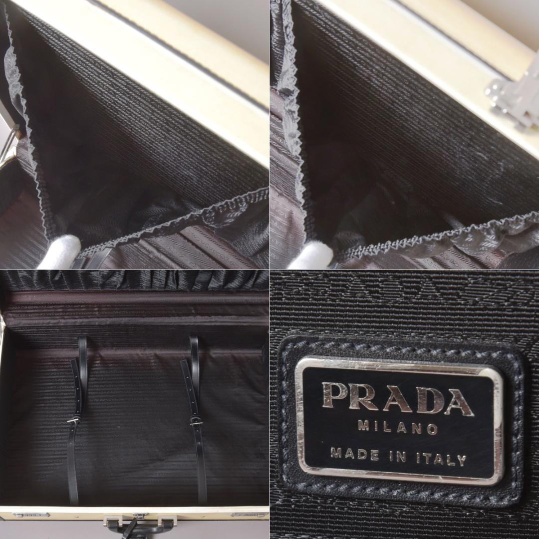 PRADA◇プラダ トランクケース65 ヴィンテージ レザー クリーム ブラック