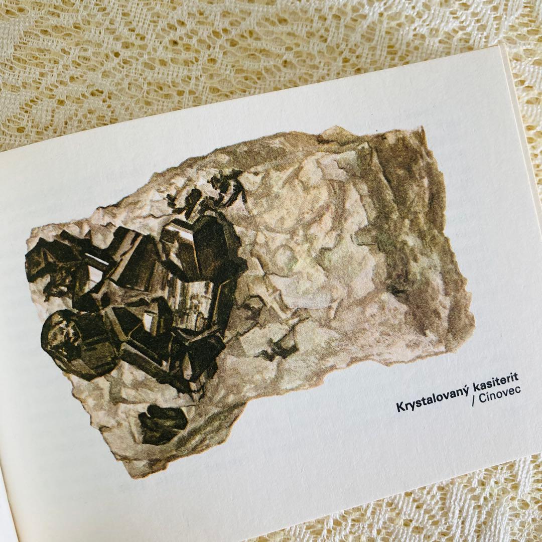 洋書　古書　チェコ語の鉱物図鑑　鮮やかなカラーイラスト♡