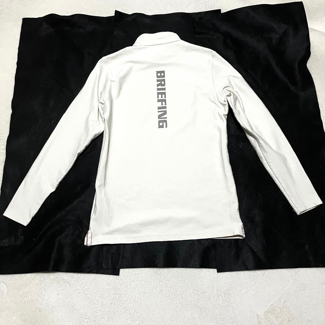 BRIEFING GOLF 長袖モックネックシャツ M ホワイト ストレッチ