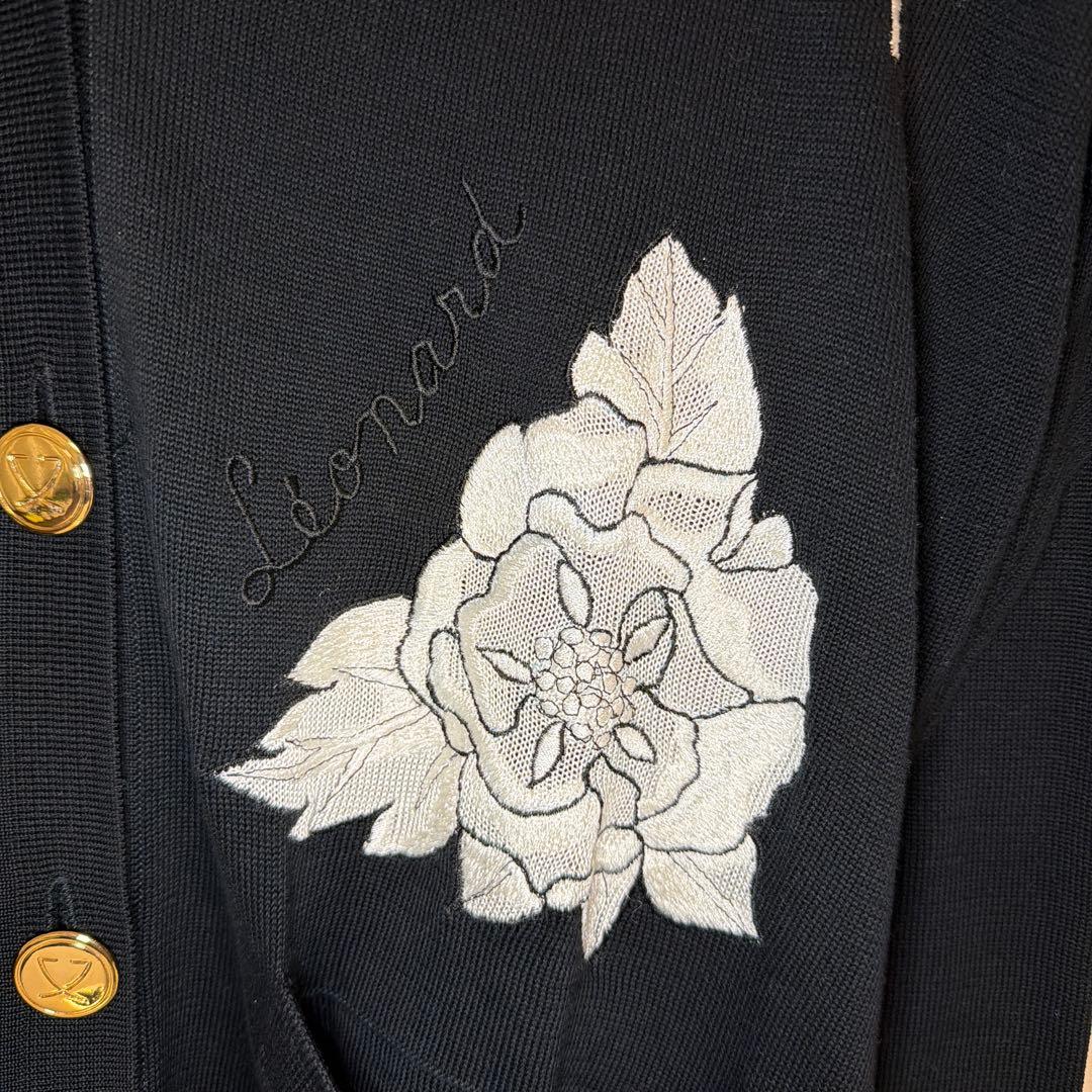 Leonard レオナール 花柄刺繍 カーディガン Mサイズ