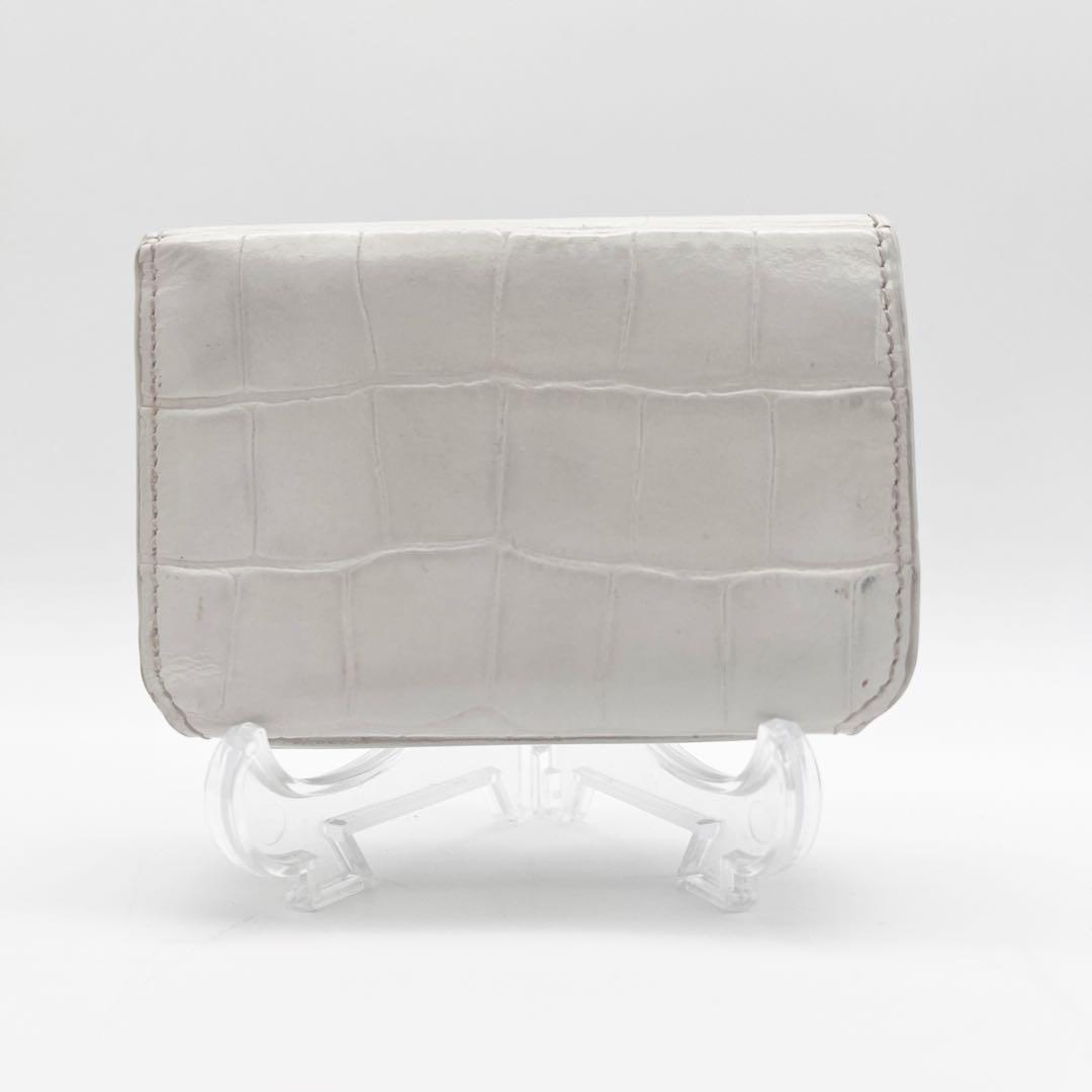 BALENCIAGA バレンシアガ 三つ折り財布 クロコ型押し BBロゴホワイト