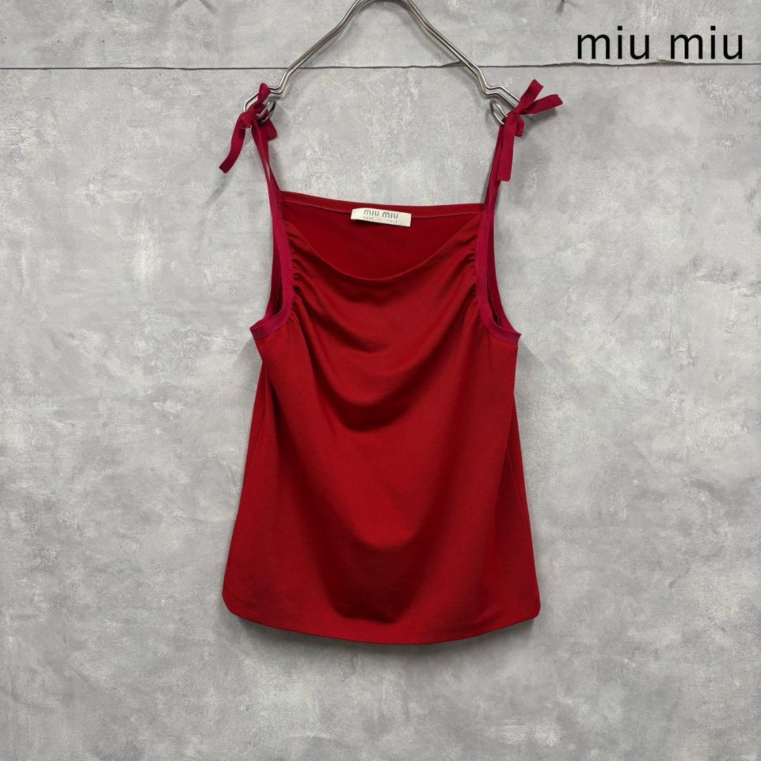 vintage miu miu 肩リボン キャミトップ　イタリア製 N2640