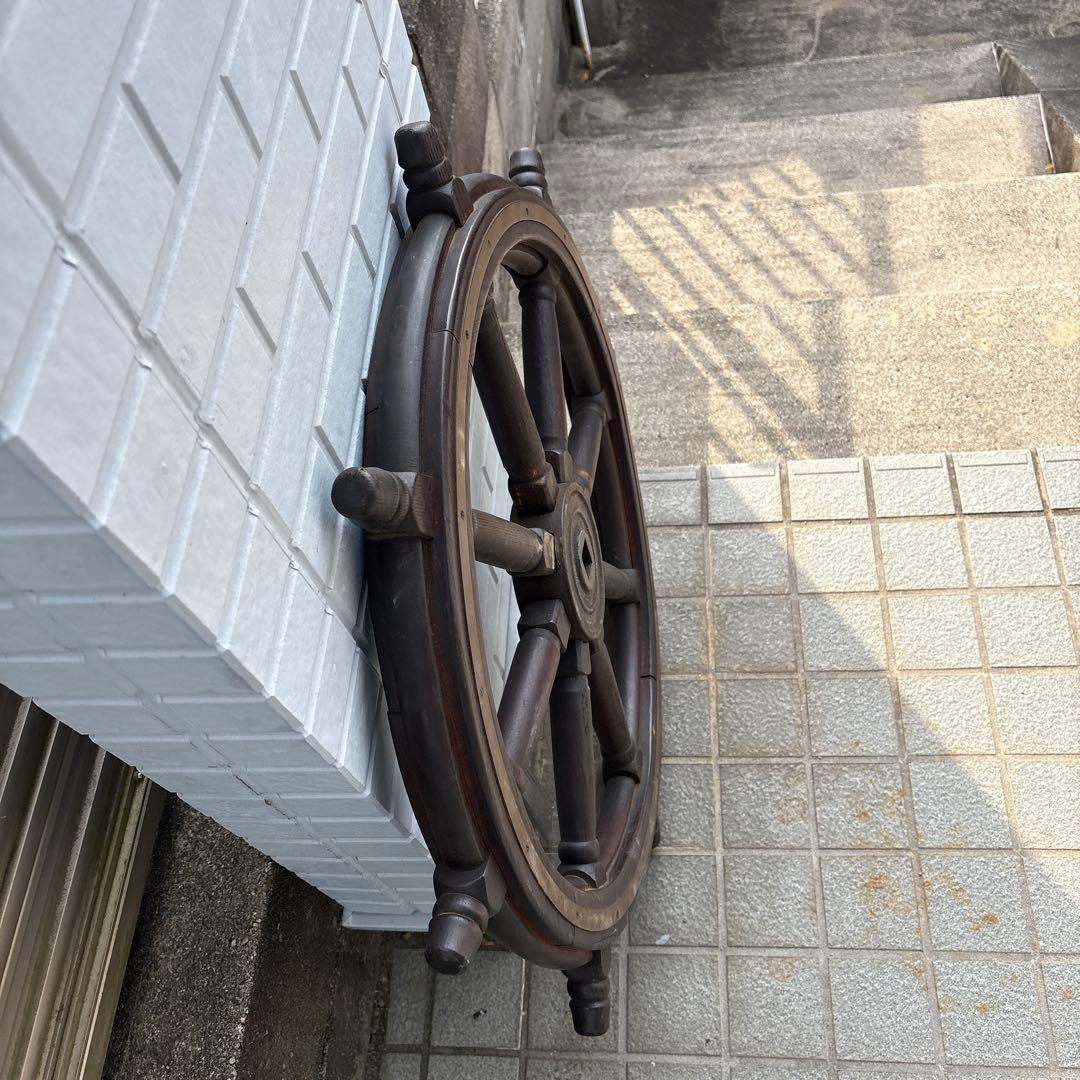 木製 船の舵 直径約80cm アンティーク