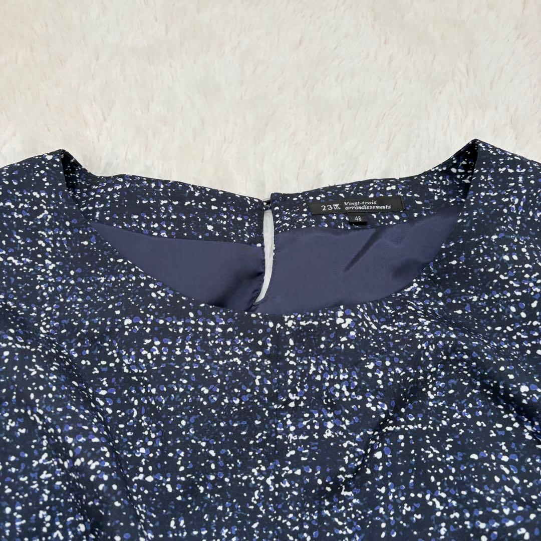 美品✨大きいサイズ✨23区　総柄　切り替えワンピース　46 小花柄　長袖