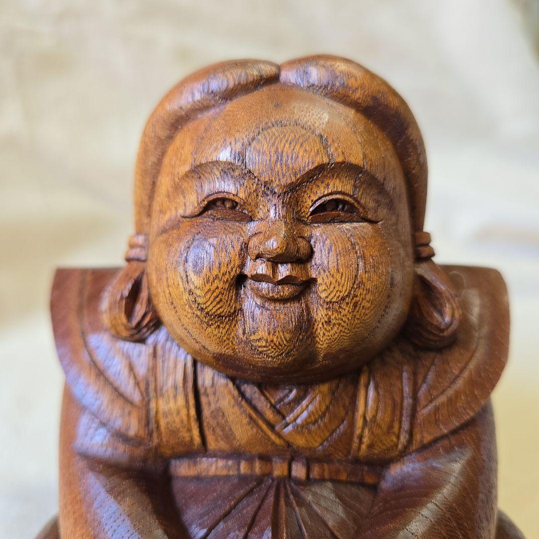 木彫 欅 お多福像 招福 縁起物