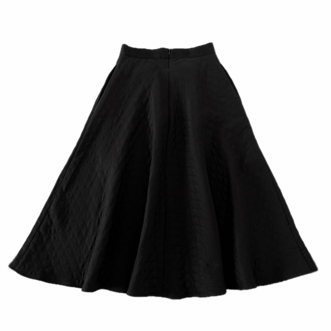 美品 M-premier BLACK キルティングロングフレアスカート 36