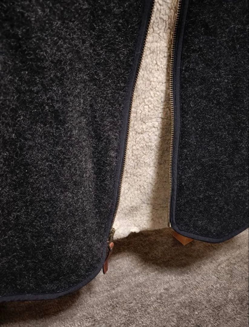 【レア】WOOLRICH ウール ボアベスト チャコールグレー