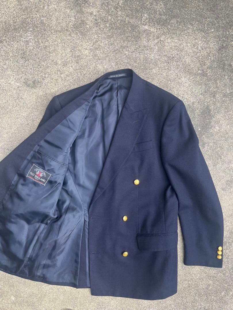 vintage‼️OLD ENGLAND ネイビー ダブルブレストジャケット