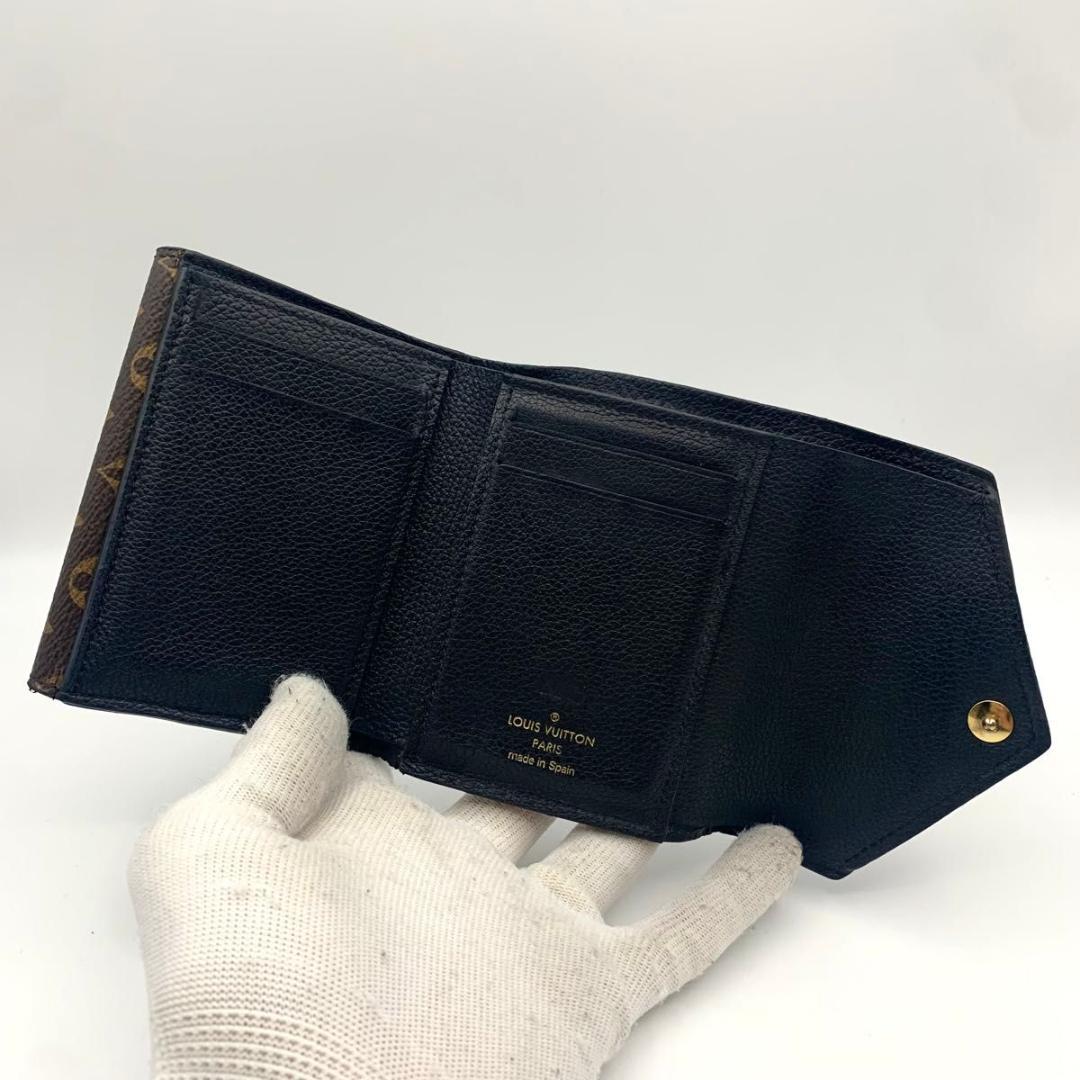 鑑定済み ルイヴィトン ドゥブルV コンパクト 財布 三つ折り 小型 レザー 黒
