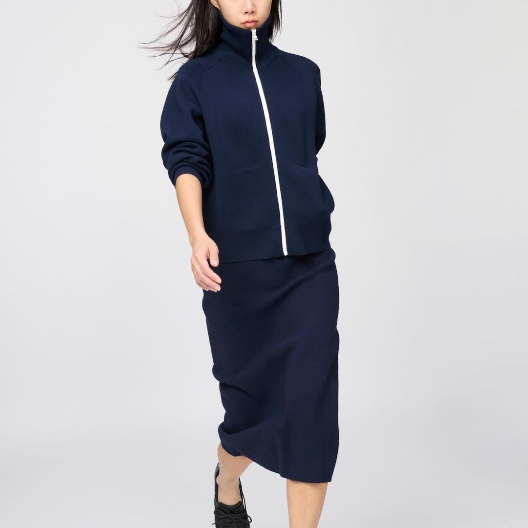 ミラノリブフルジップカーディガン UNIQLO :Cネイビー