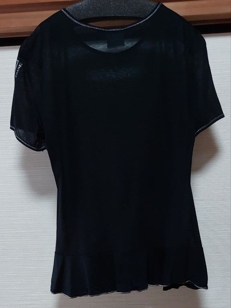 CHANEL　シャネル　スポーツライン　Tシャツ　黒　裾フリル　Size42
