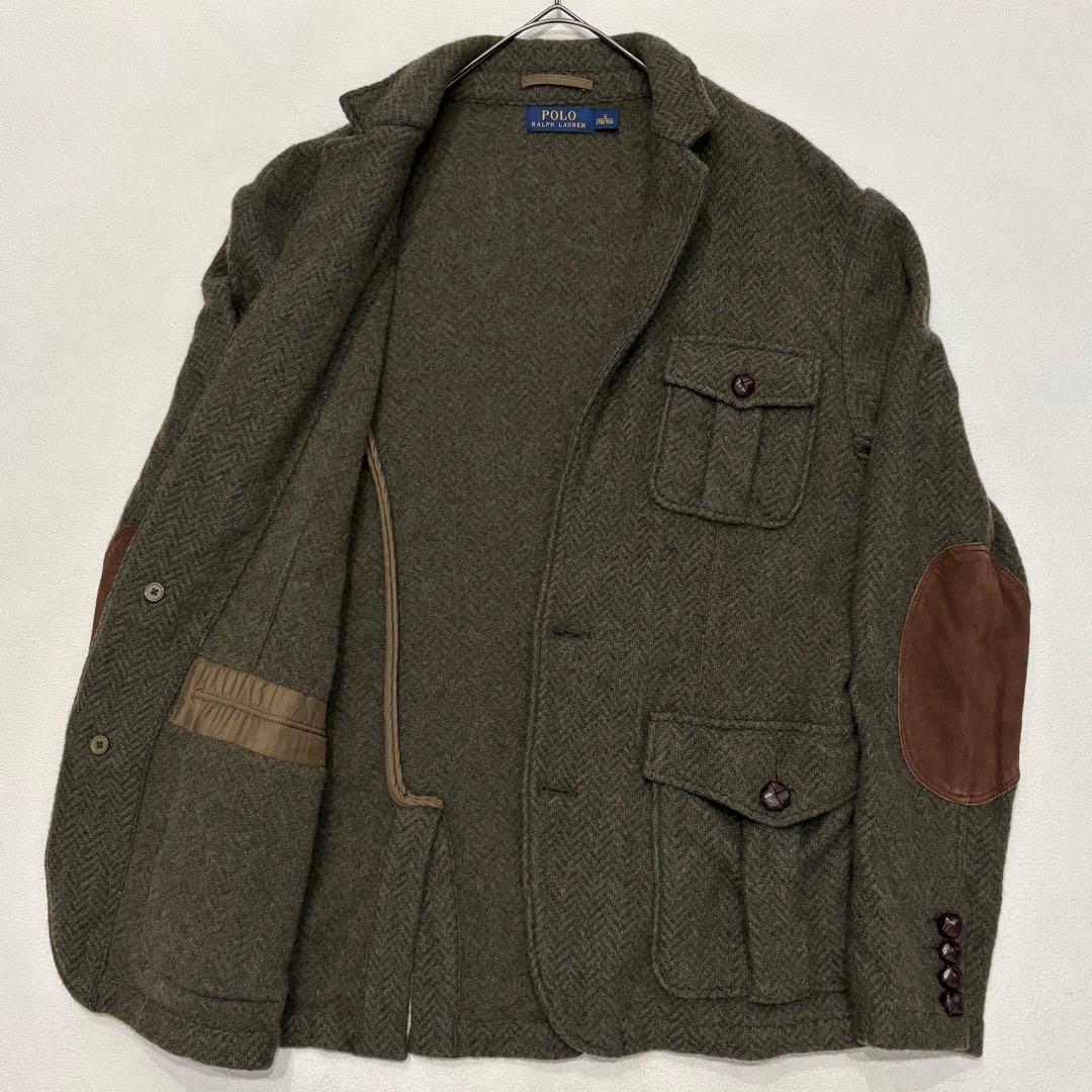 RRL顔負け Ralph 美品 ツイードウール テーラード ジャケット カーキ