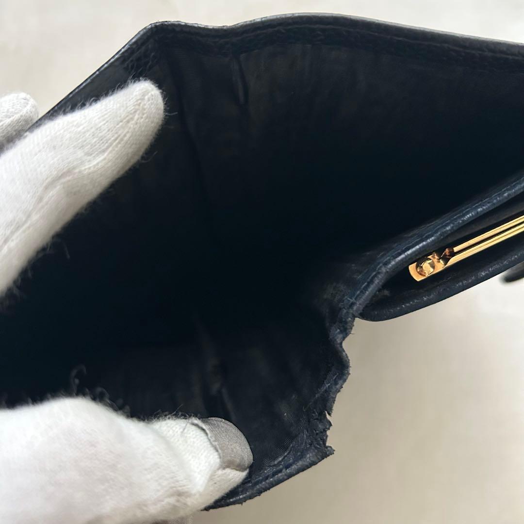 CHANEL シャネル 二つ折り財布 がま口 キャビアスキン 黒