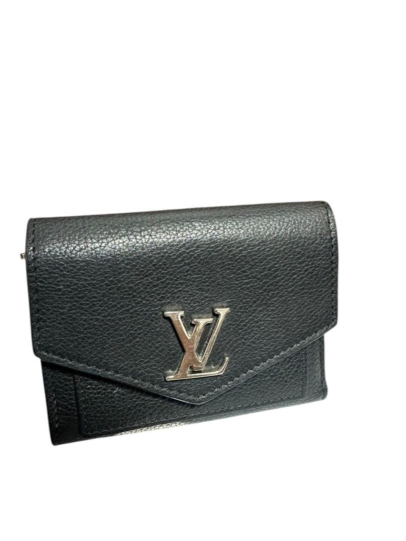 LOUIS VUITTON 財布カプシーヌ 三つ折りコンパクトウォレット黒レザー
