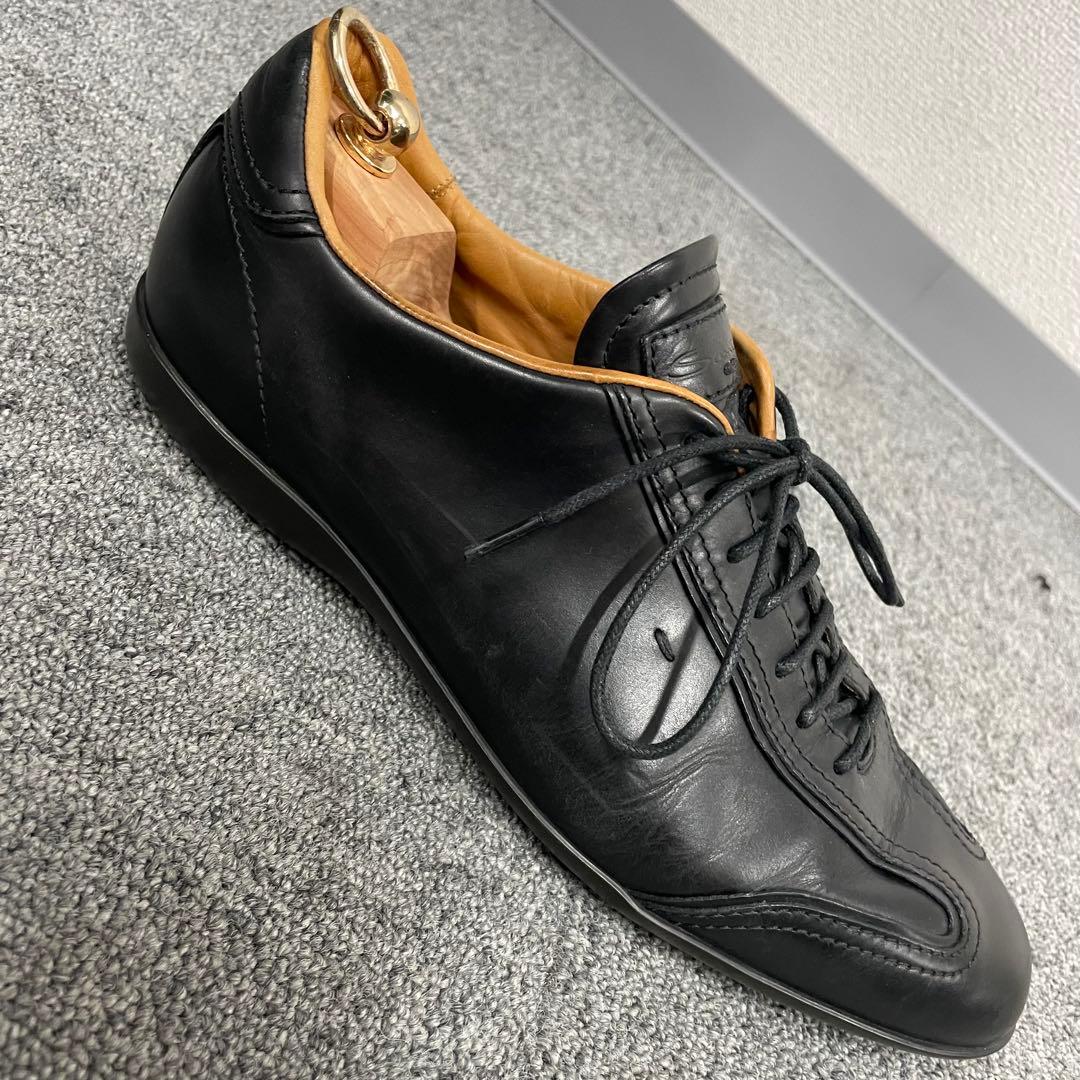 サントーニ Santoni ローカットスニーカー レザー ブラック 8 1/2