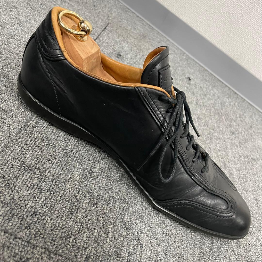 サントーニ Santoni ローカットスニーカー レザー ブラック 8 1/2