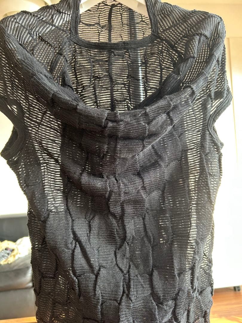 JUNYA WATANABE 黒 メッシュ編み 半袖トップス