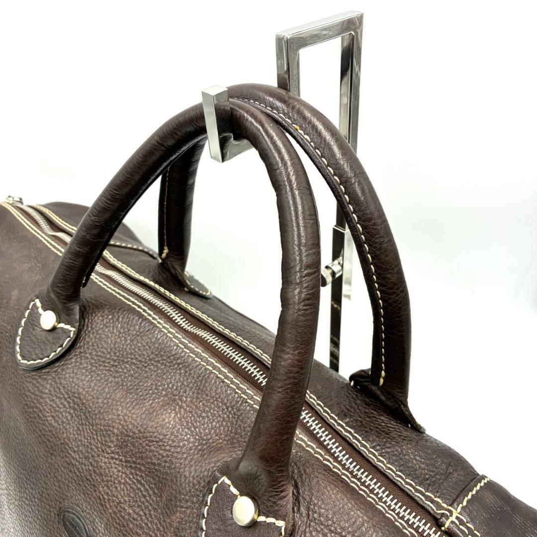 美品 TORNABUONI 2way ボストンバッグ レザー ダークブラウン