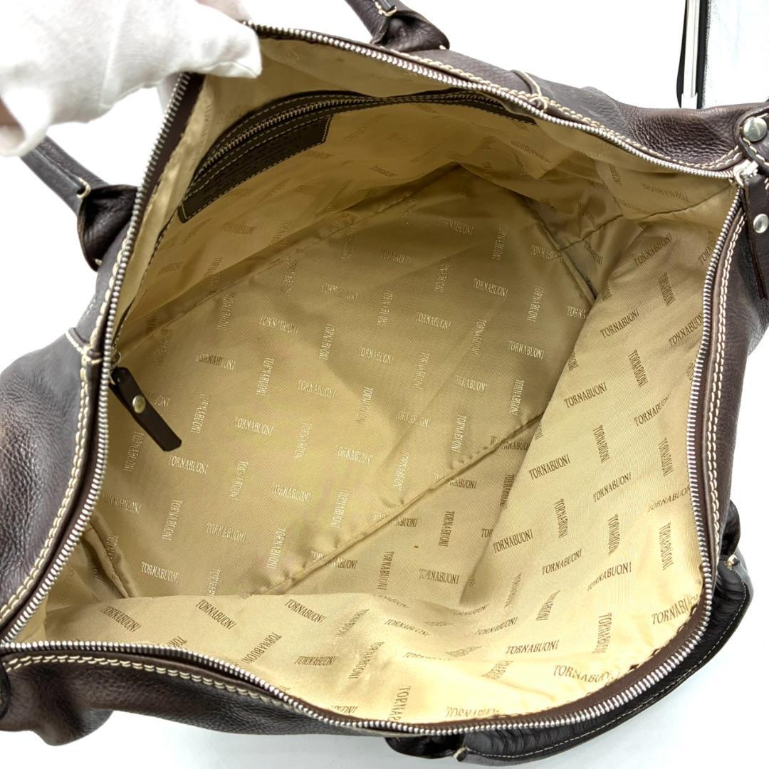 美品 TORNABUONI 2way ボストンバッグ レザー ダークブラウン