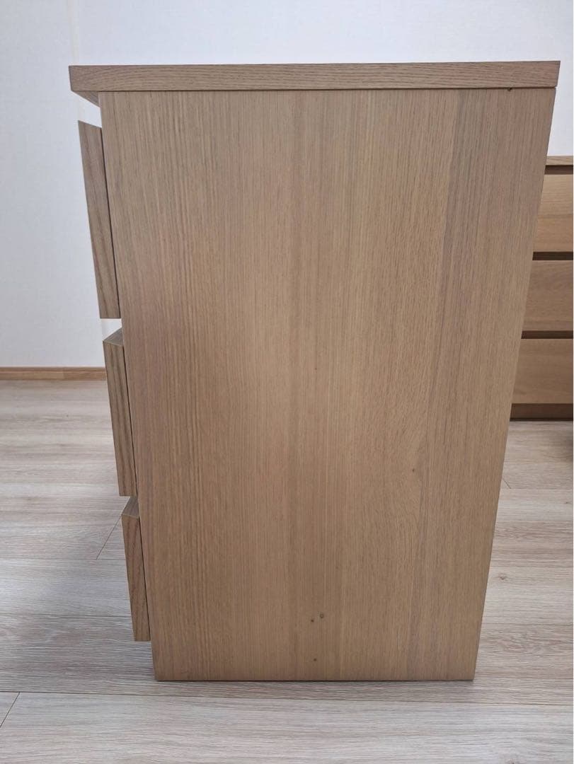 IKEA MALM 3段チェスト　ホワイトステインオーク　1/3