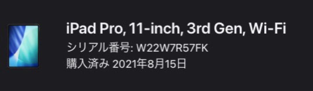 iPad Pro 11インチ 第3世代 128GB WiFiモデル
