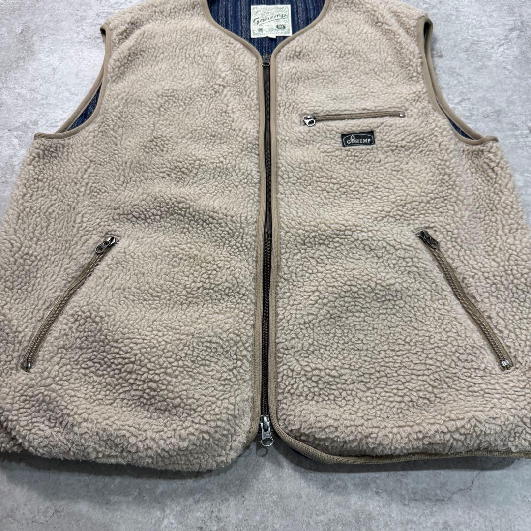 美品■GOHEMP ゴーヘンプ【L】ボアフリースベスト アウトドア 麻