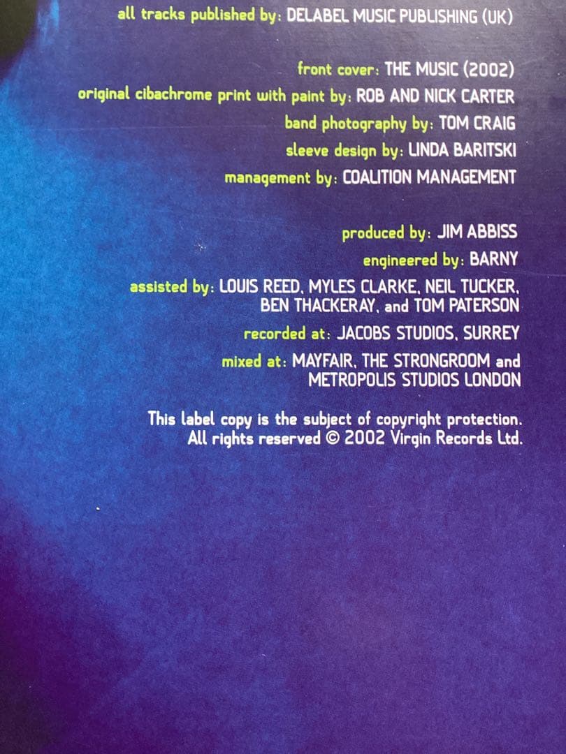 THE MUSIC 2LP 2002 PRINTED IN THE EU 良好