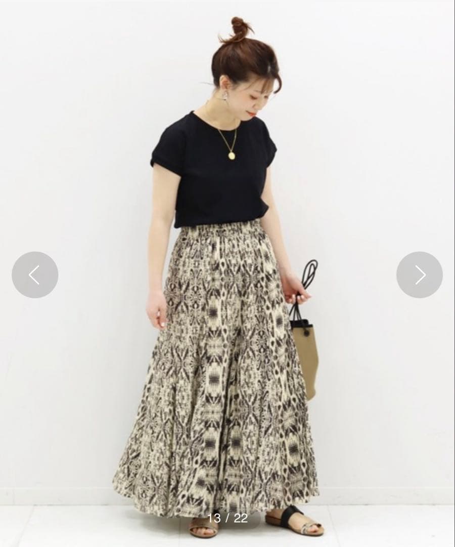 たまごジャーナルスタンダード　インドコットン　綿　フレアスカート　総柄