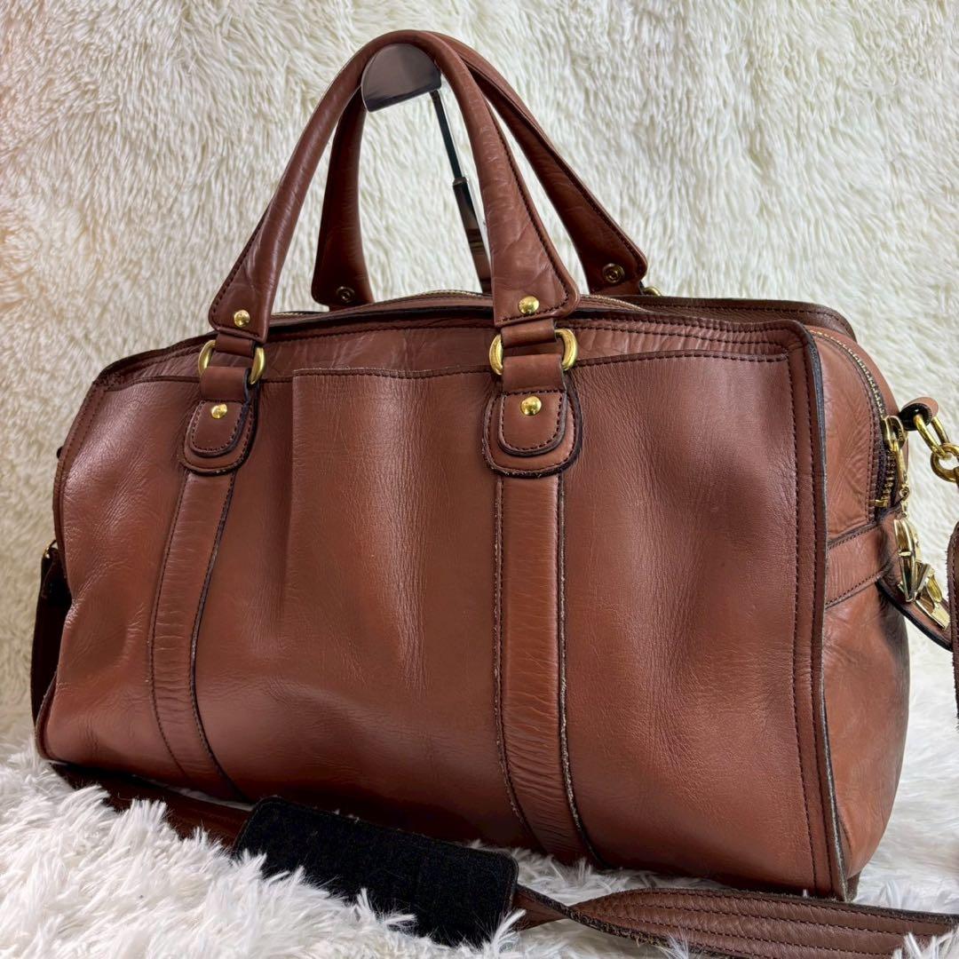 【美品】ポーター バロン ボストンバッグ 2way レザー ブラウン A4可