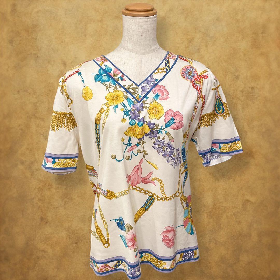 【時巡る】LEONARD 花柄 チェーンモチーフ　カットソー　 春夏　L〜XL