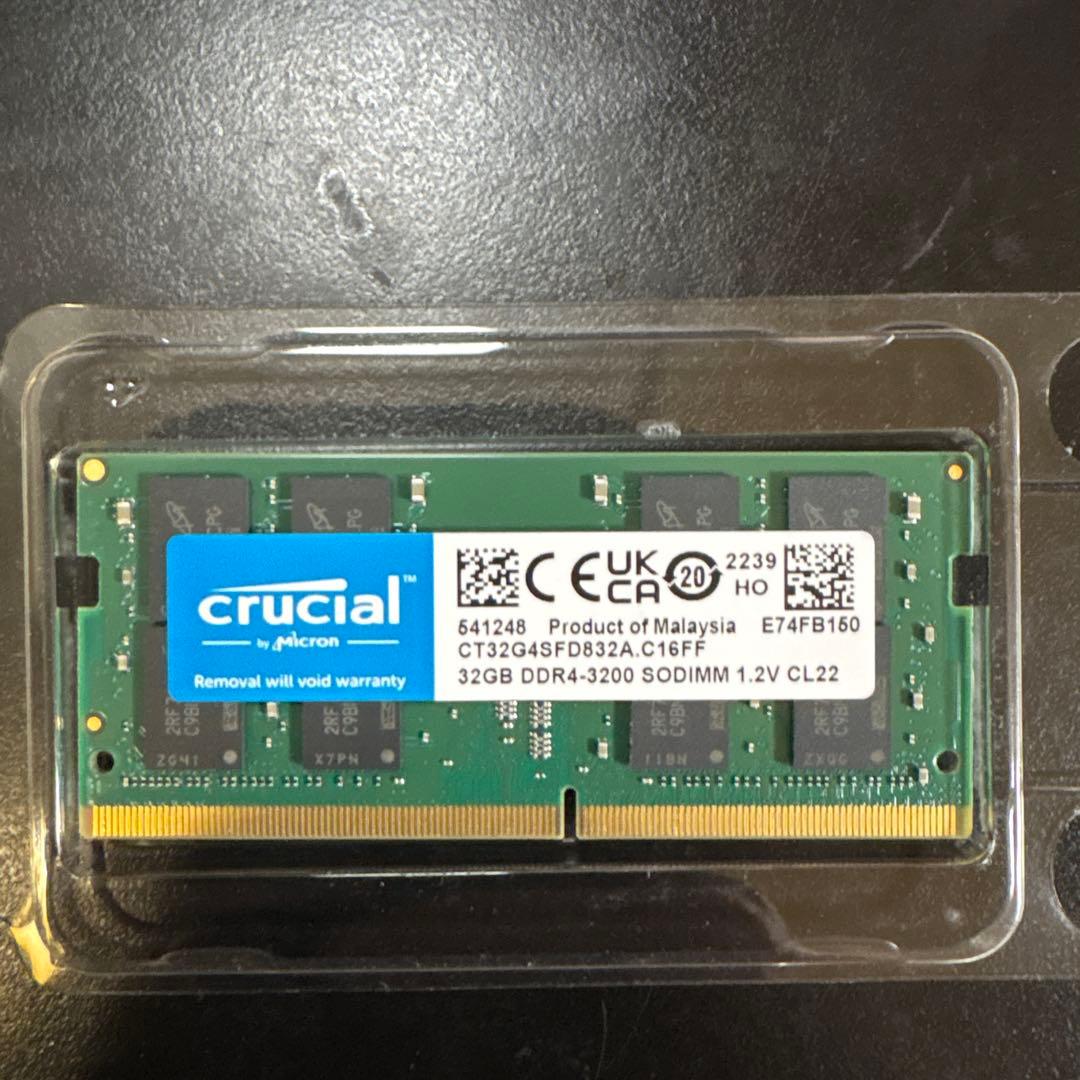 Crucial 32GB DDR4 3200MHz SODIMM メモリー