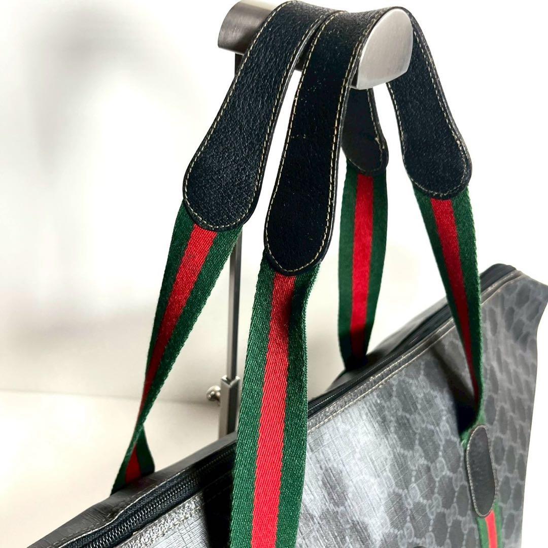 【美品✨】グッチ ボストンバッグ シェリーライン GGスプリーム 肩掛け 黒