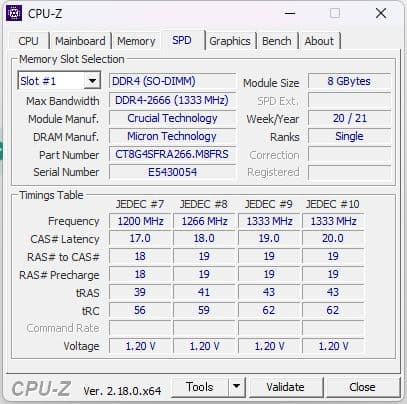 Crucial DDR4 2666 SO-DIMM 8GB 2枚 計16GB