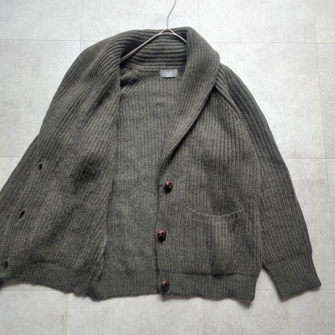 マーガレットハウエル カシミヤ シルク ニット カーディガン グレー リブニット
