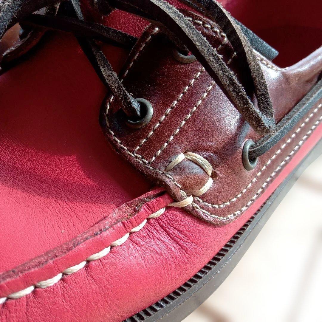 パラブーツ　Paraboot　赤レザー　デッキシューズ