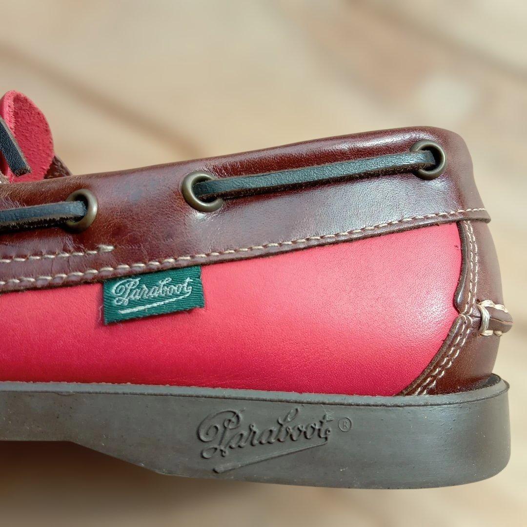 パラブーツ　Paraboot　赤レザー　デッキシューズ