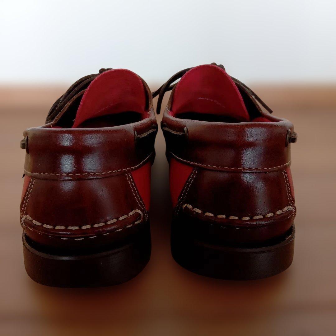 パラブーツ　Paraboot　赤レザー　デッキシューズ