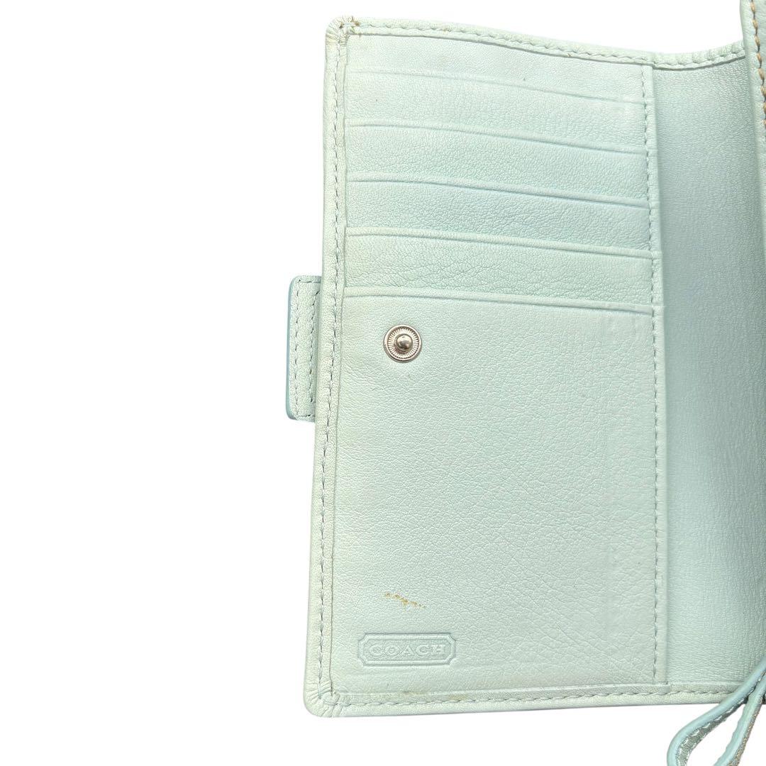 Coach Soho Mini Signature Flap Wallet 青