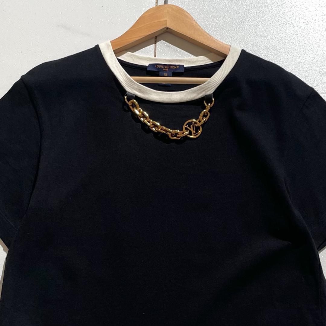 【極美品/箱付き】ルイヴィトン チェーン金具 LV Tシャツ 半袖シャツ 黒