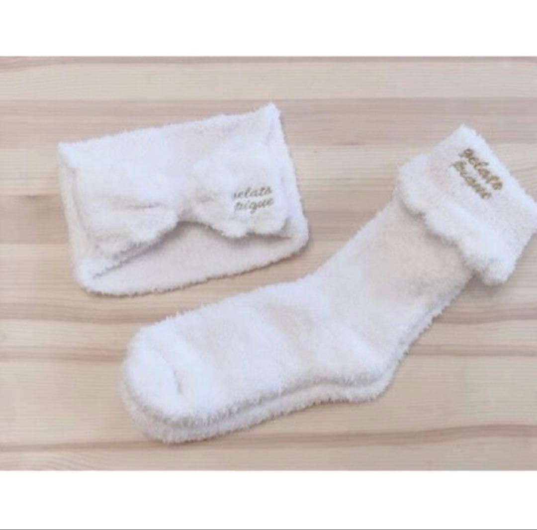 ジェラートピケ❤︎モコモコパーカー&ショートパンツ&ソックス&ヘアバンドセット新品