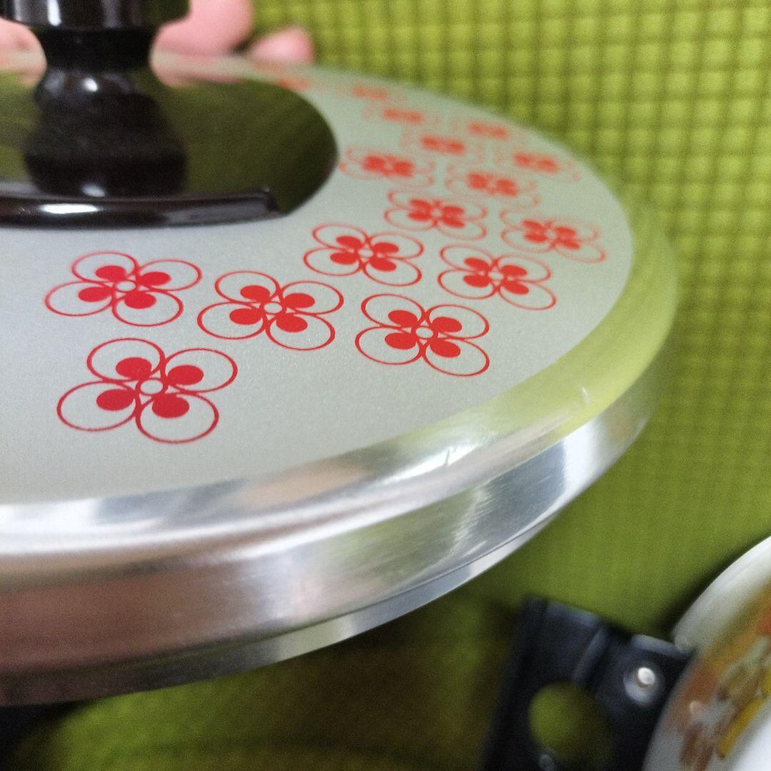 【美品】象印 ホーロー鍋 2点 18cm 片手鍋 両手鍋 昭和レトロ 花柄