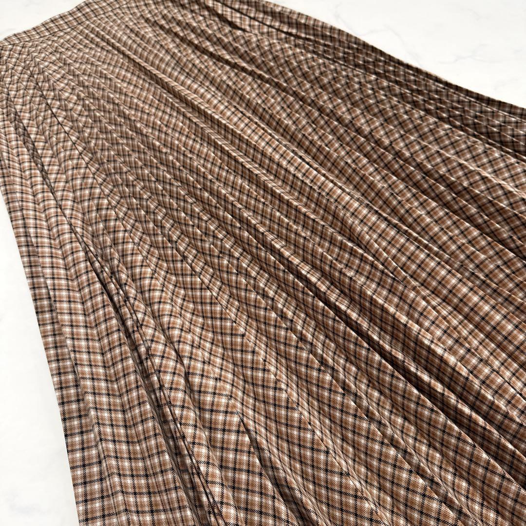 Max Mara STUDIO チェック ロング フレア プリーツスカート 42